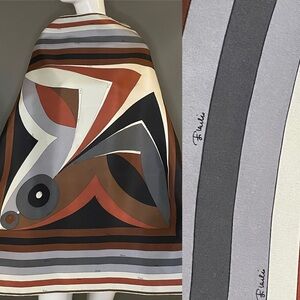 Gorg Vintage Emilio Pucci Silk Scarf Chic Logo Laden Geometric 34 In Exc Cond